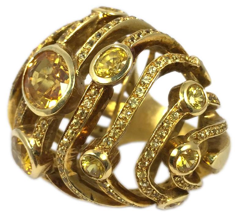 Dome Citrine Gold Ring For Sale at 1stDibs