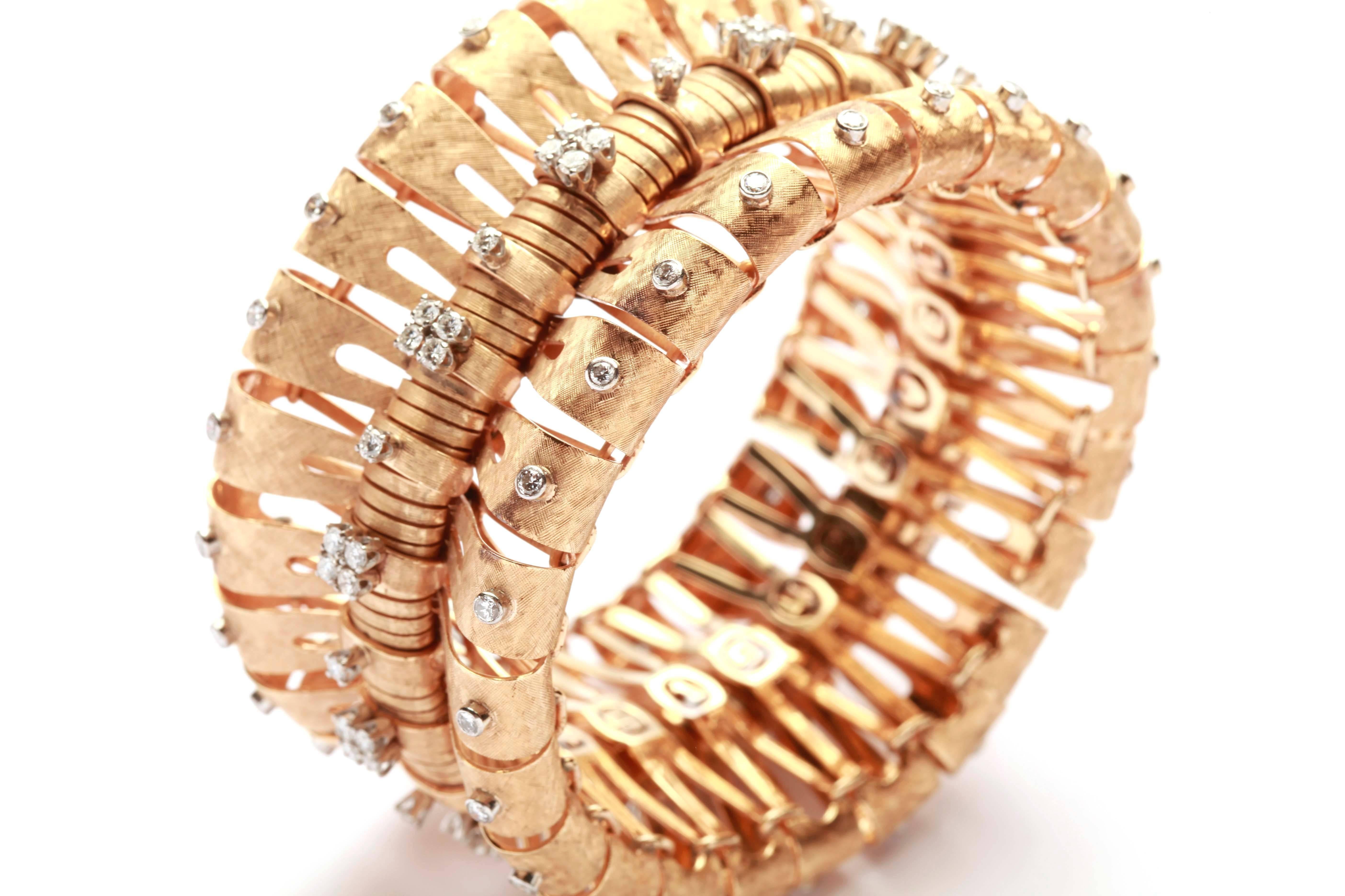 1950s Italian Retro Diamond Gold Bracelet  In Excellent Condition In New York, NY