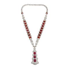 Magnificent Art Deco Ruby Diamond Sautoir Necklace 2