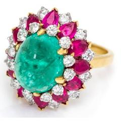 Bulgari Dolce Vita Emerald Ruby Diamond Ring