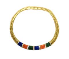 Van Cleef & Arpels Parure or Lapis Malachite Corail