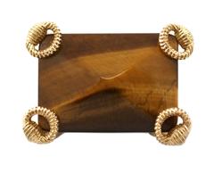 Gucci Tiger's Eye Gold Horse Buckle Ring