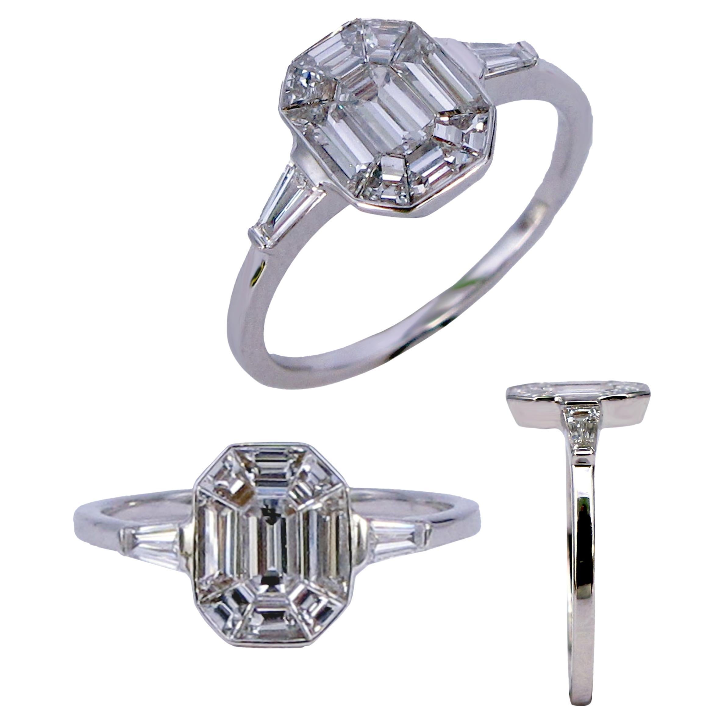 3 Carat face up Emerald shape Piecut diamond ring (bague en diamant Piecut de 3 carats)