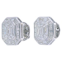 Elegante Smaragd-illusion-Diamant-Ohrstecker aus 18 Karat Gold