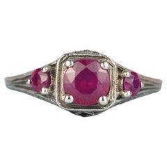 Silver925 Natural Ruby Vintage Style Ring