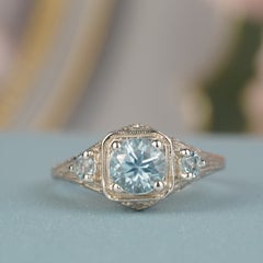 Anello in argento 925 con topazio blu naturale in stile vintage