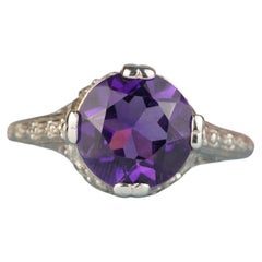 Silver925 Natural Amethyst Vintage Style Ring