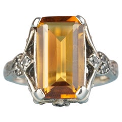Bague en argent 925 avec citrine et topaze blanche de synthèse, style vintage, en filigrane