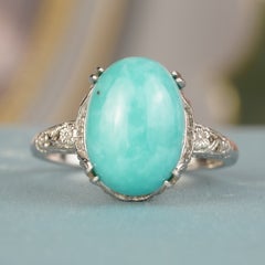 Bague en filigrane de style vintage en argent 925 avec turquoise naturelle