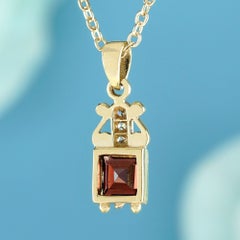 Garnet and Diamond Scroll Jewelry Set in 9K Yellow Gold