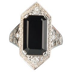 Silver925 Onyx Cubic Zirconia Vintage Style Filigree Ring