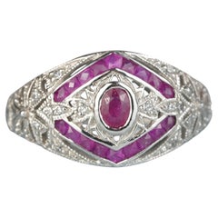 Silver925 Ruby Cubic Zirconia Vintage Style Filigree Ring
