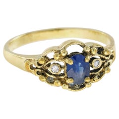 Sapphire and Diamond Engagement Ring in 14K Yellow Gold