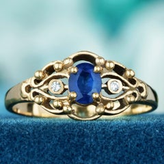 Sapphire and Diamond Engagement Ring in 14K Yellow Gold
