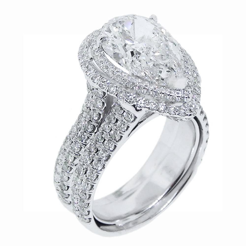 5 Carat Pear Shape Diamond Ring For Sale