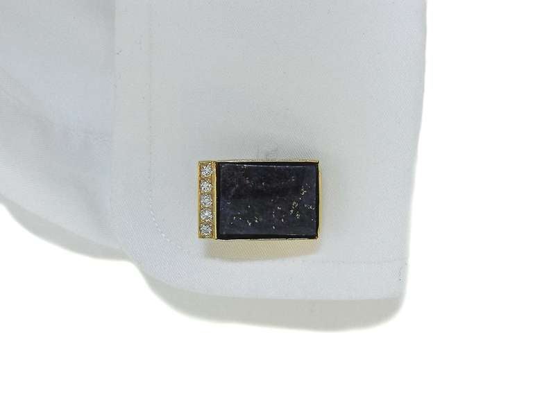 Contemporary Lapis Lazuli Diamond Cufflinks