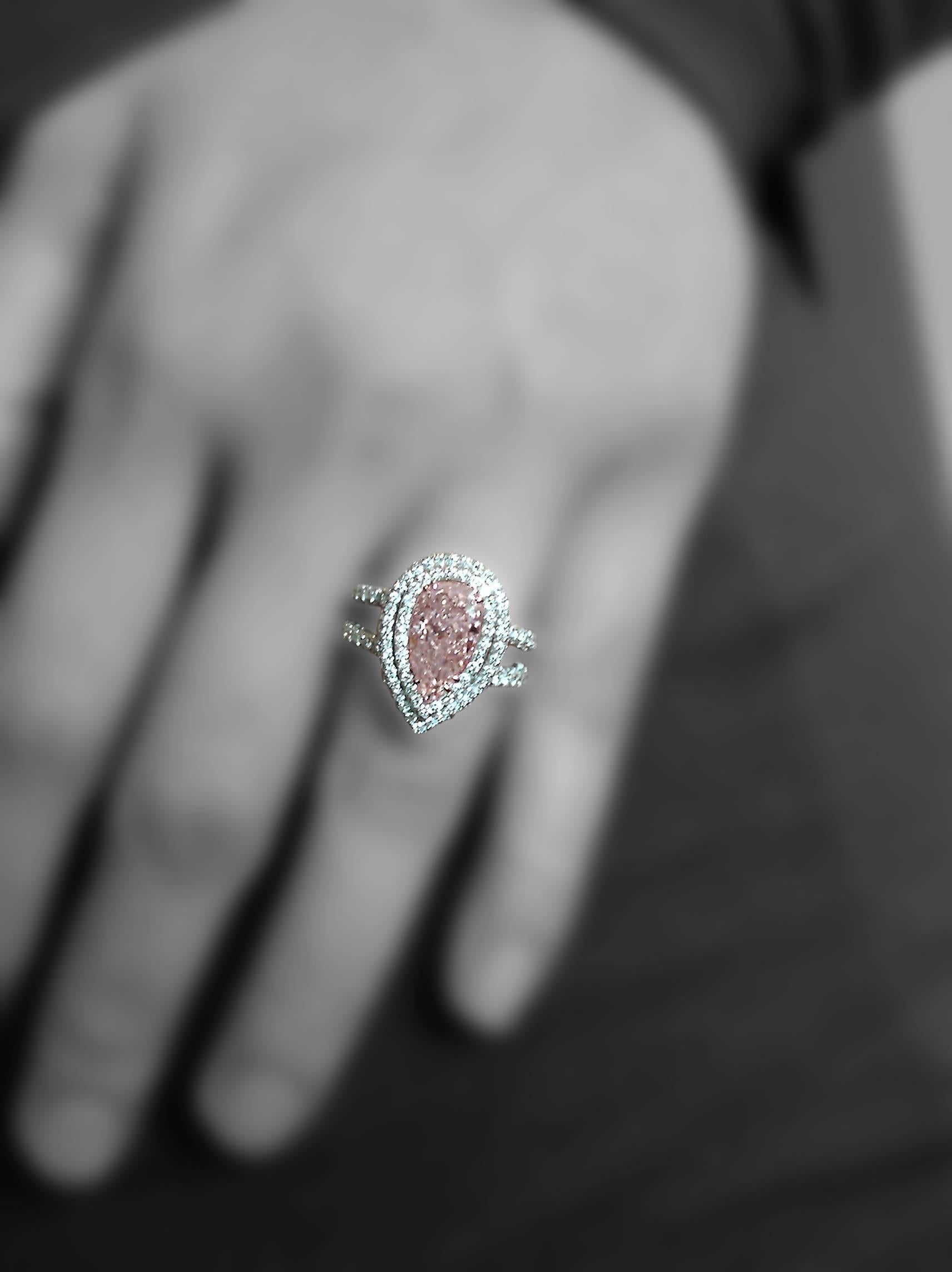 Contemporary Pink Diamond Platinum Ring For Sale