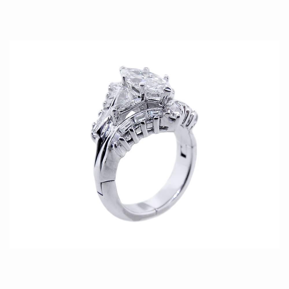 Contemporary Marquise Diamond White Gold Ring For Sale