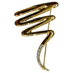 18K Gold "Paloma Picasso" for Tiffany & Co Zig-Zag Squiggle Pin Brooch