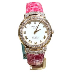 Rolex Cellini Ladies, Diamond Case, 18K MOP Dial and Box and Papers Croco Band