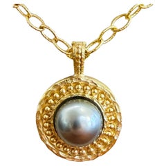 Elizabeth Locke Jewels South Sea Large Dark Grey Pearl Pendant