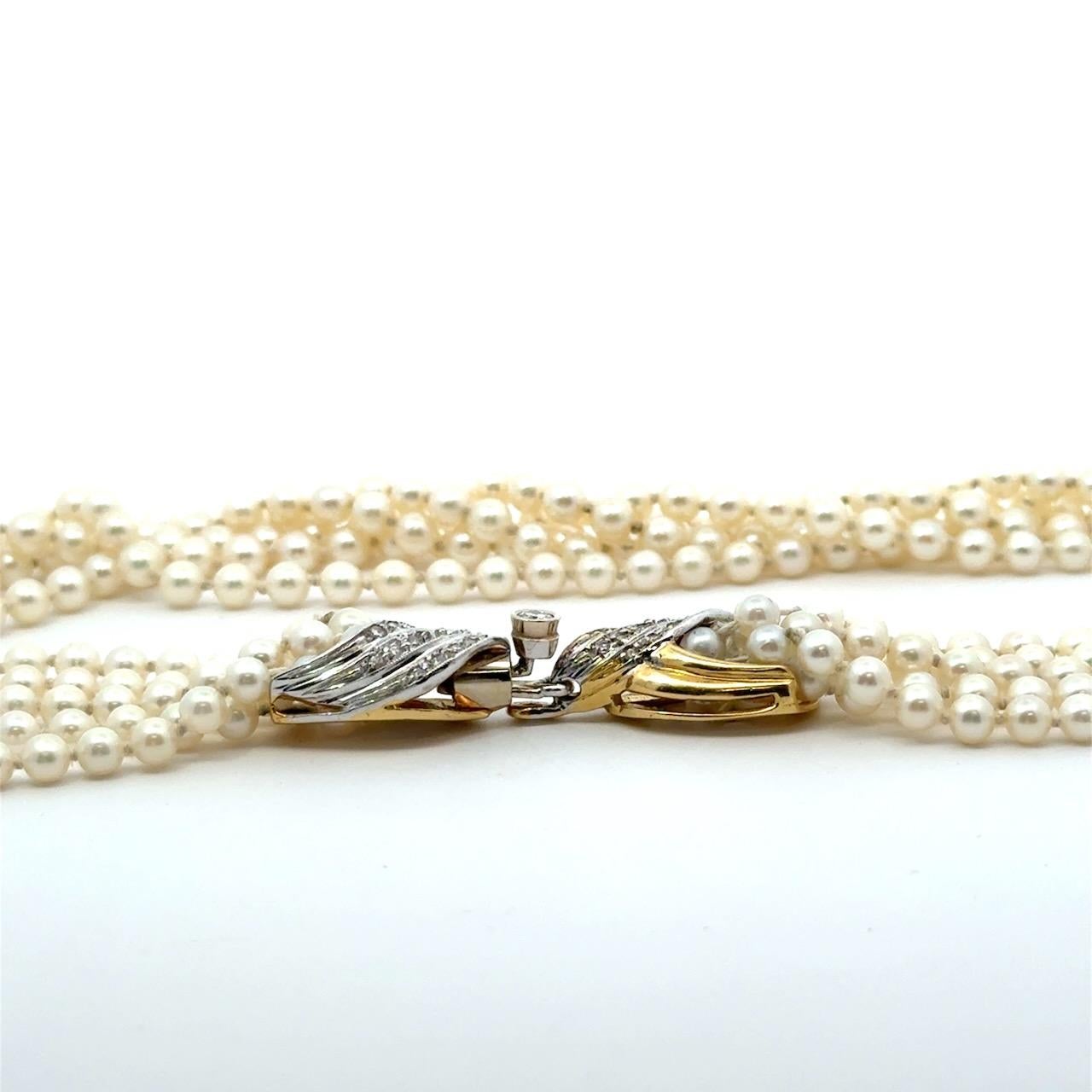 da uomo o donna K2389   Collana con diamanti e perle coltivate in oro 18 carati in vendita