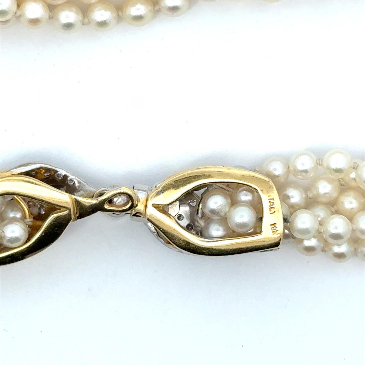 K2389   Collana con diamanti e perle coltivate in oro 18 carati in vendita 3