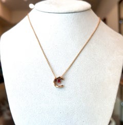 CHANEL Ruby 18K Gold Coco Pendant Necklace