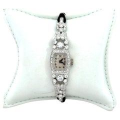 Splendido orologio Hamilton vintage in platino con diamanti e 22 rubini