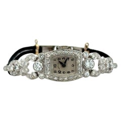Splendido orologio Hamilton vintage in platino con diamanti e 22 rubini