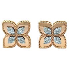 Roberto Coin Princess Flower Diamond 18K Rose Gold Earrings