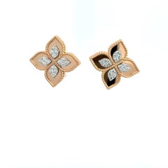 Roberto Coin Princess Flower Diamond 18K Rose Gold Earrings