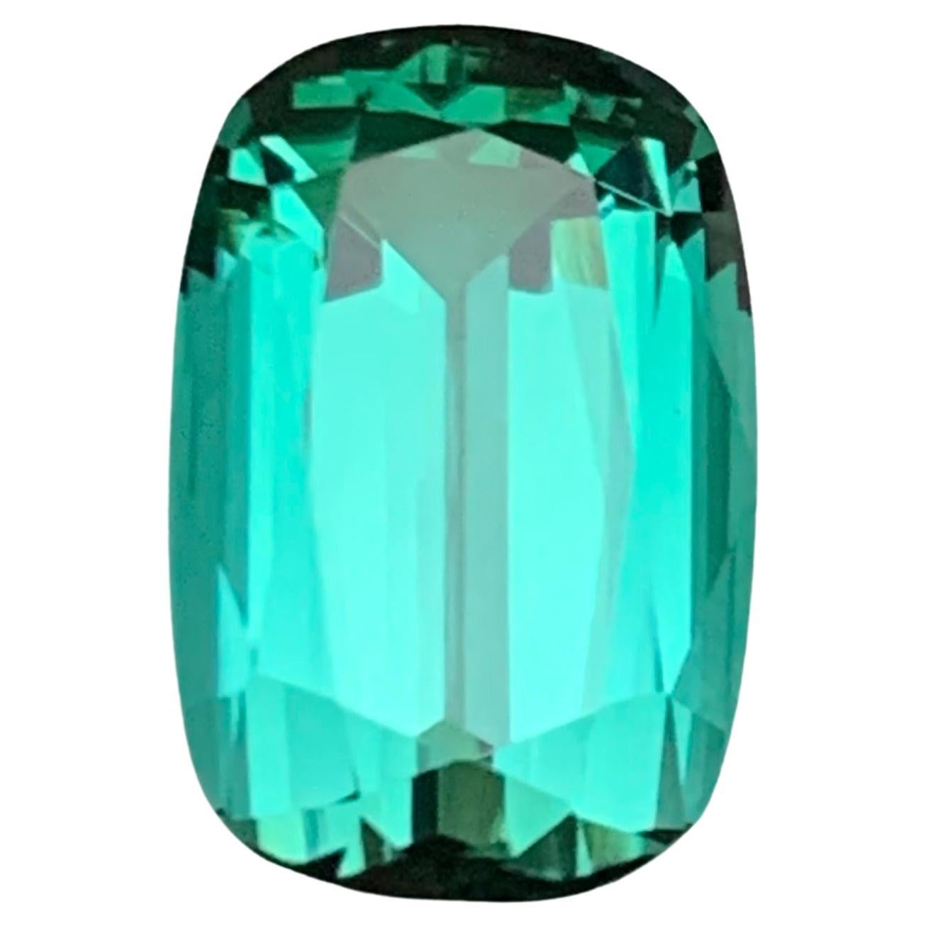 Neon Bluish Green Tourmaline 5.55 Ct Cushion Cut Natural Loose Gemstone for Ring For Sale