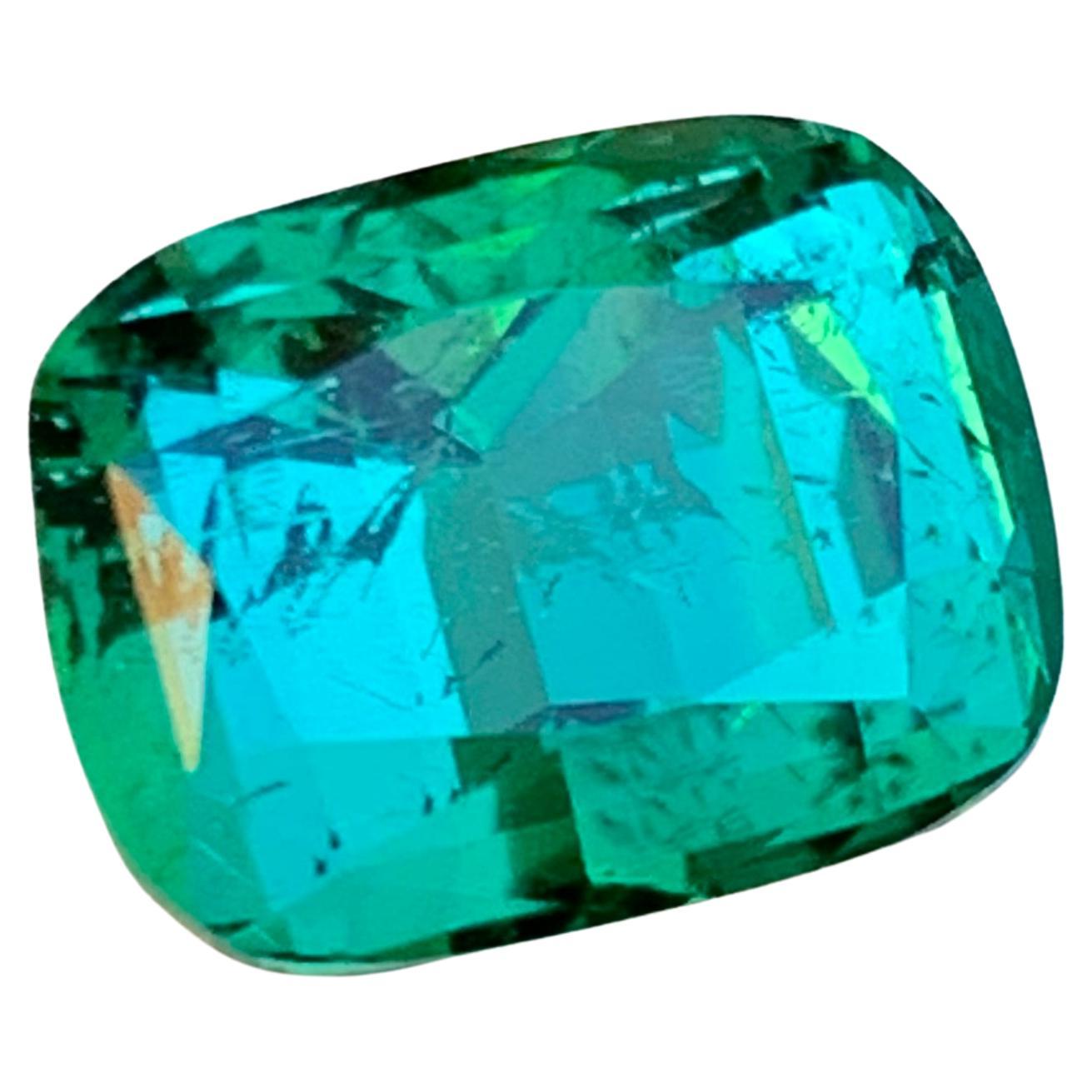 Rare Lagoon Green Natural Tourmaline Loose Gemstone, 7.65 Ct-Cushion Cut Afghani