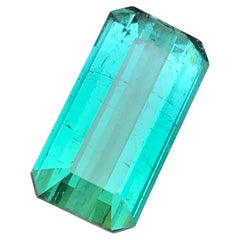 Neon Bluish Green Tourmaline 14.75Ct Emerald Cut Natural Loose Gemstone for Ring