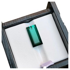 Deep Bluish Green Two Tone Natural Tourmaline Ring Gemstone 6.45 Ct Baguette Cut