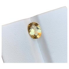 Rare Greenish Yellow Natural Heliodor (Beryl) Gemstone, 0.95 Ct Oval Cushion Cut