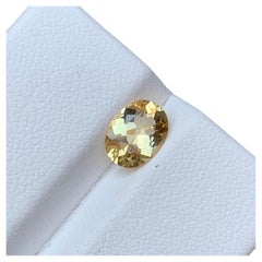 Rare Greenish Yellow Natural Heliodor (Beryl) Gemstone, 0.95 Ct Oval Cushion Cut