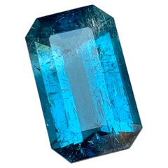 Rare Rich Electric Blue Tourmaline Gemstone 7.20 Ct Emerald Cut for Ring/Pendant