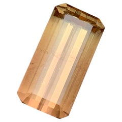 Natural Huge Peach Two Tone Tourmaline 14 Carat Emerald Cut Loose Gemstone