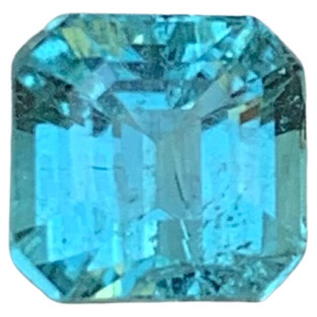 Rare Ice Neon Blue Natural Tourmaline Gemstone, 1.65 Ct Emerald Cut-Ring Jewelry