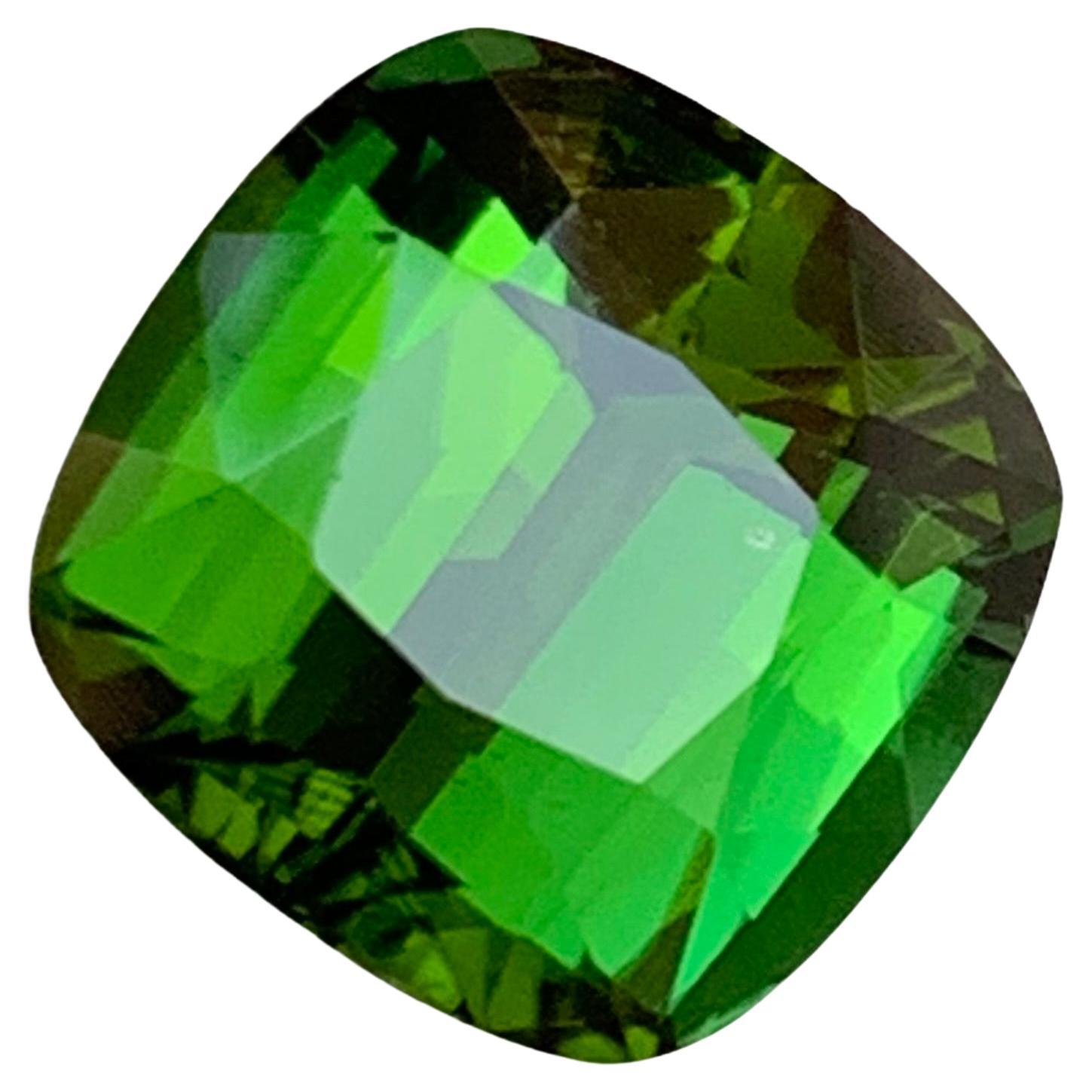 Pierre précieuse tourmaline naturelle vert riche profond de 5,75 carats taille coussin Bague, pendentif