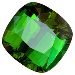 Deep Rich Green Natural Tourmaline Gemstone 5.75 Ct Cushion Cut  Ring, Pendant