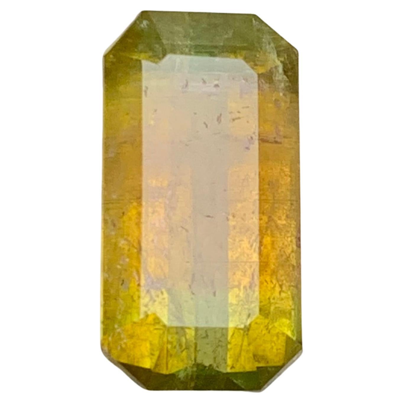 Yellow Green Pink Hue Bicolor Natural Tourmaline Ring, Pendant Gemstone 5.20 Ct For Sale