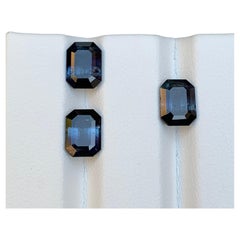 Conjunto de gemas de turmalina natural bicolor negro-azul oscuro 4,90 ct talla esmeralda