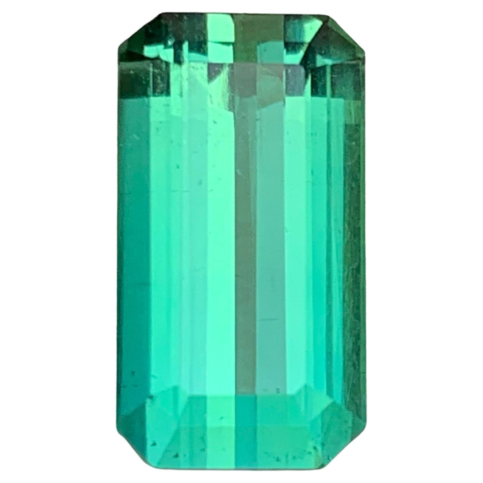 Bluish Green Natural Tourmaline Ring, Pendant Loose Gemstone 6.80 Ct Emerald Cut