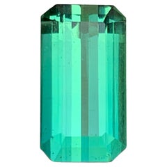 Bluish Green Natural Tourmaline Ring, Pendant Loose Gemstone 6.80 Ct Emerald Cut