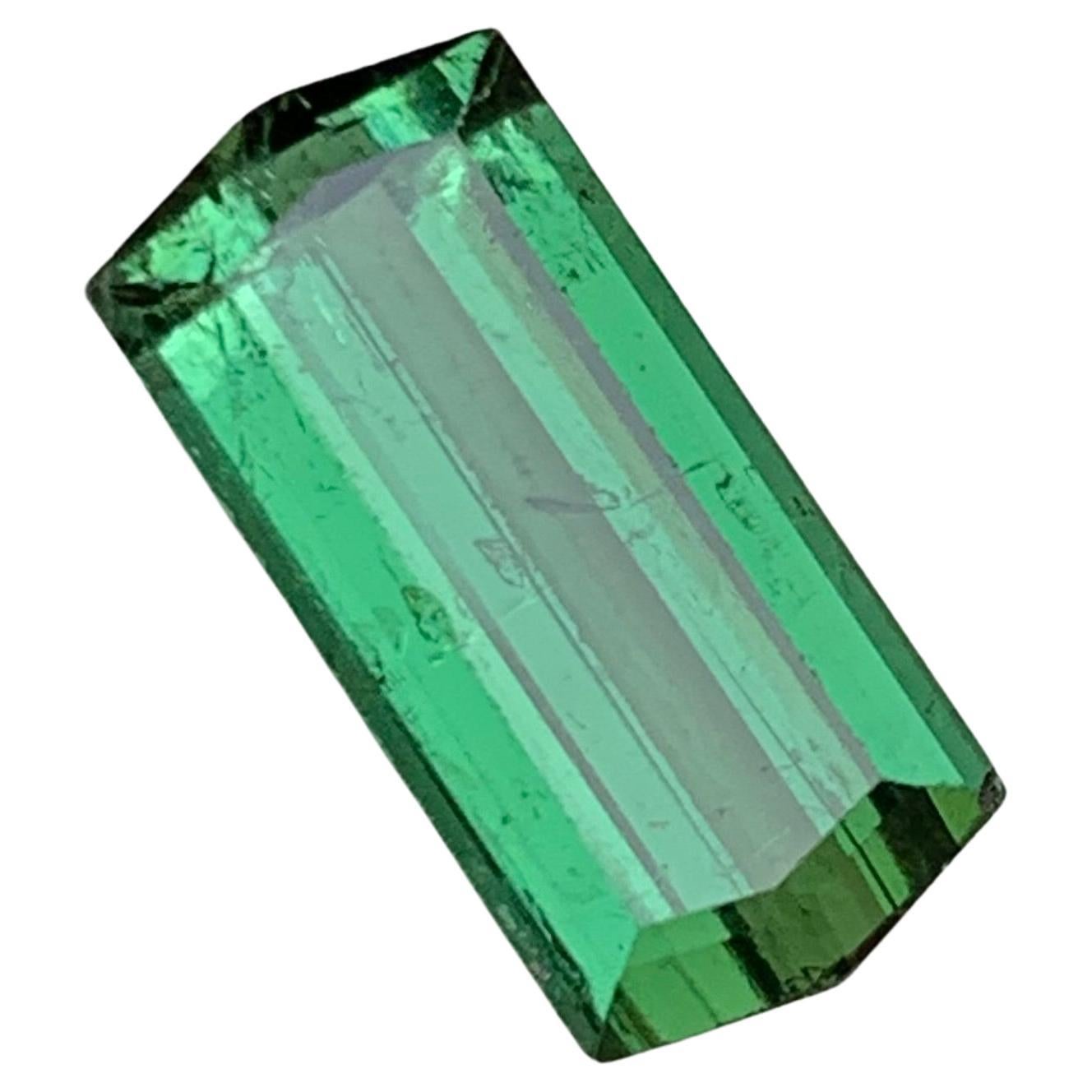 Bague en tourmaline naturelle verte, pierre précieuse non sertie de 3,70 carats, taille émeraude modifiée