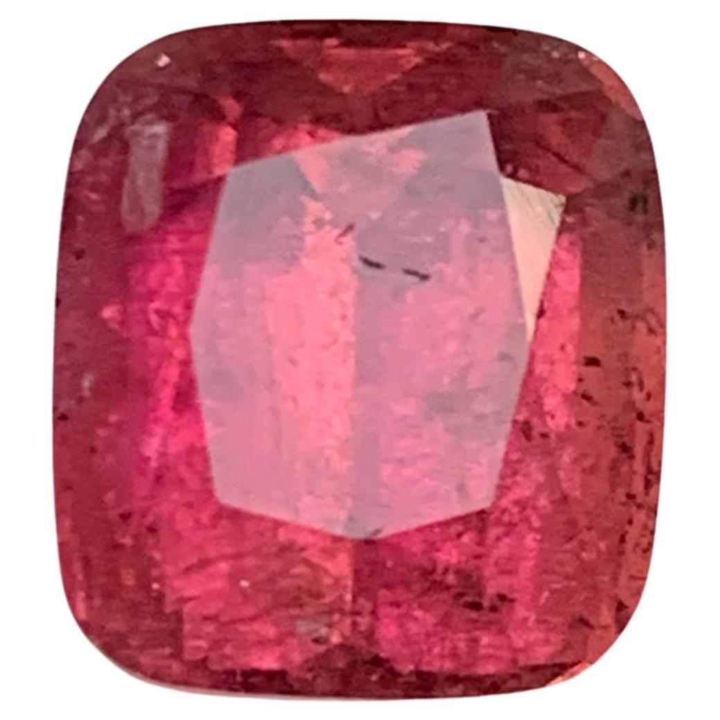Bague en tourmaline rubellite naturelle rose rougeâtre taille coussin 6,95 carats