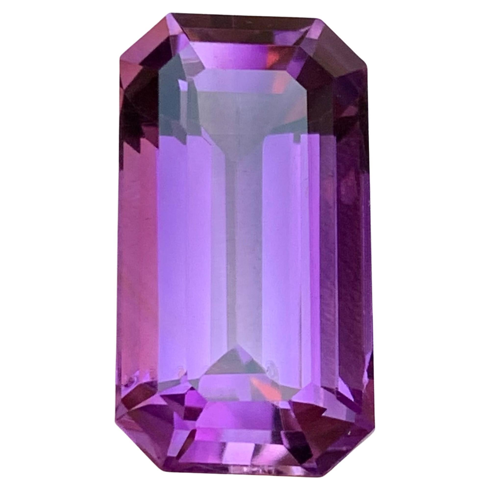 Purple Natural Amethyst Pendant Loose Gemstone 25.75 Ct Emerald Cut for Jewelry